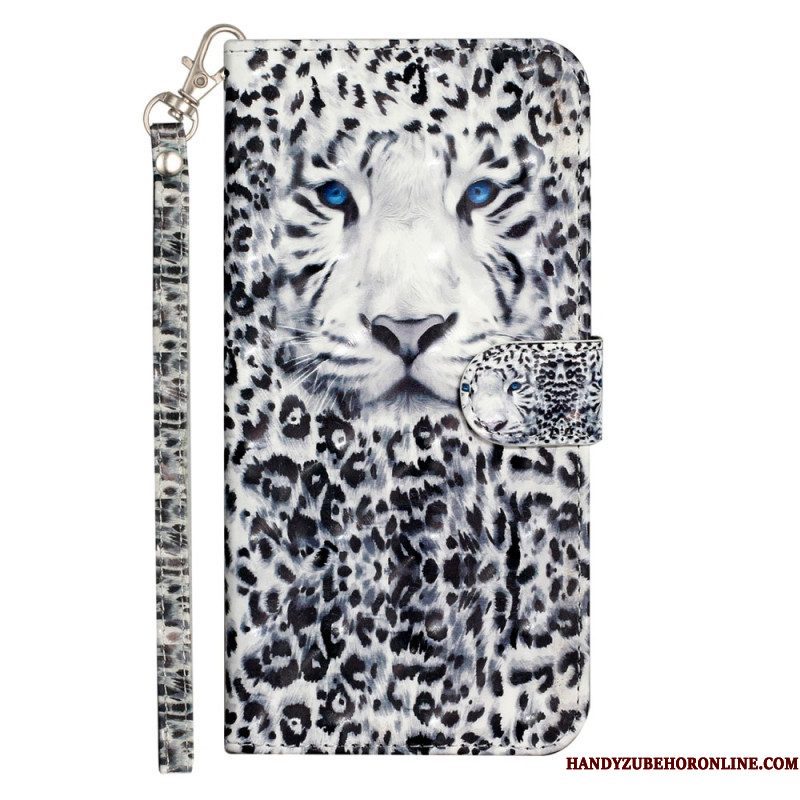 Folio-hoesje voor iPhone 15 Pro Max Met Ketting 3d Luipaard Met Riem