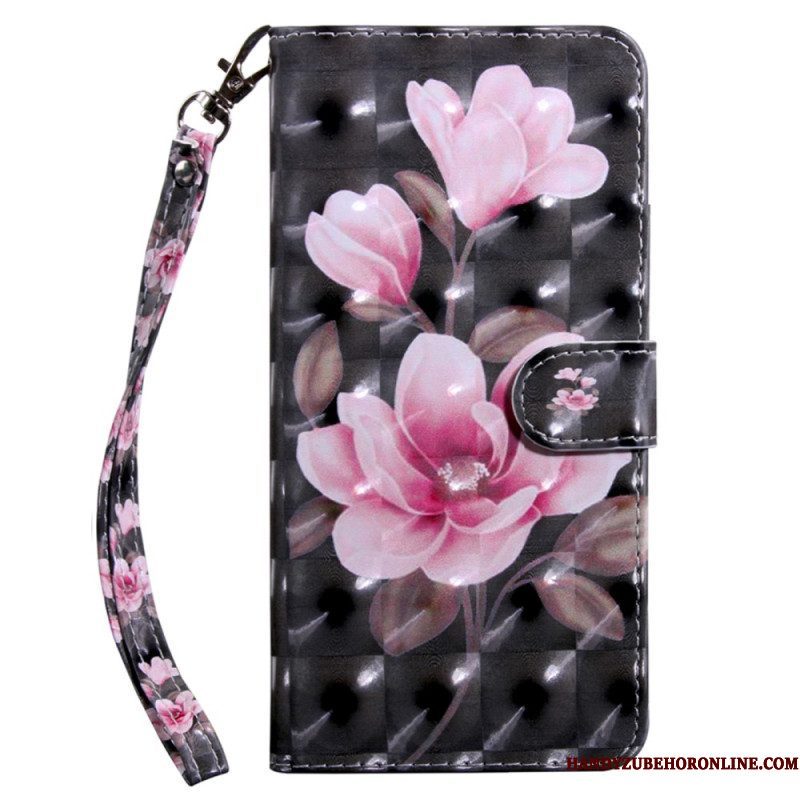 Folio-hoesje voor iPhone 15 Pro Max Met Ketting Band Bloemen