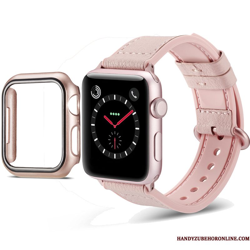 Hoesje Apple Watch Series 1 Leer Klittenband Kleur, Hoes Apple Watch Series 1 Siliconen Zwart