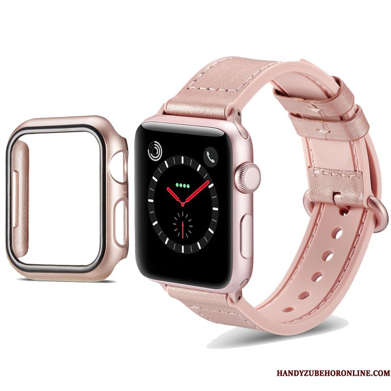 Hoesje Apple Watch Series 1 Leer Klittenband Kleur, Hoes Apple Watch Series 1 Siliconen Zwart