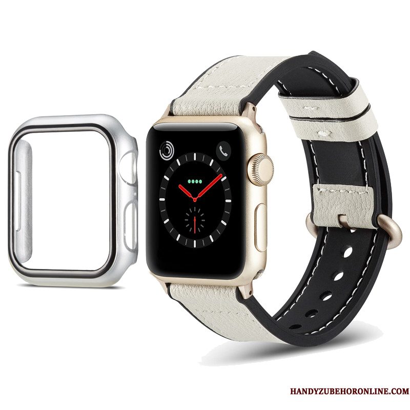 Hoesje Apple Watch Series 1 Leer Klittenband Kleur, Hoes Apple Watch Series 1 Siliconen Zwart