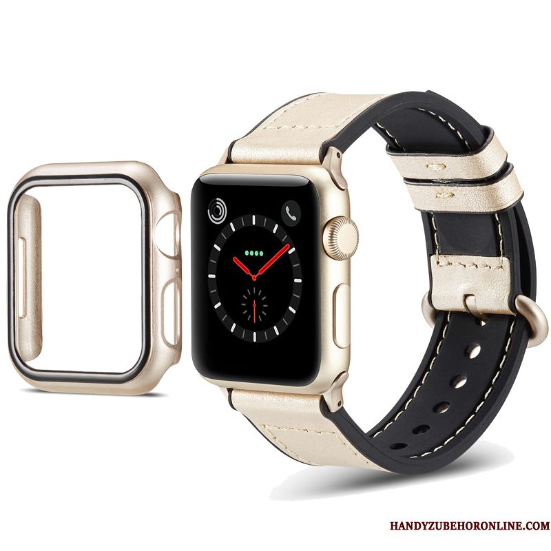 Hoesje Apple Watch Series 1 Leer Klittenband Kleur, Hoes Apple Watch Series 1 Siliconen Zwart