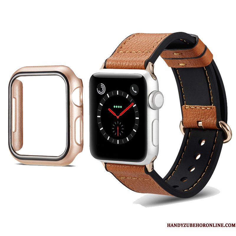 Hoesje Apple Watch Series 1 Leer Klittenband Kleur, Hoes Apple Watch Series 1 Siliconen Zwart