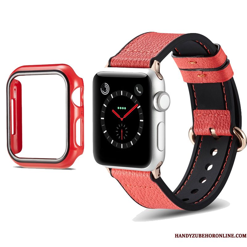 Hoesje Apple Watch Series 1 Leer Klittenband Kleur, Hoes Apple Watch Series 1 Siliconen Zwart