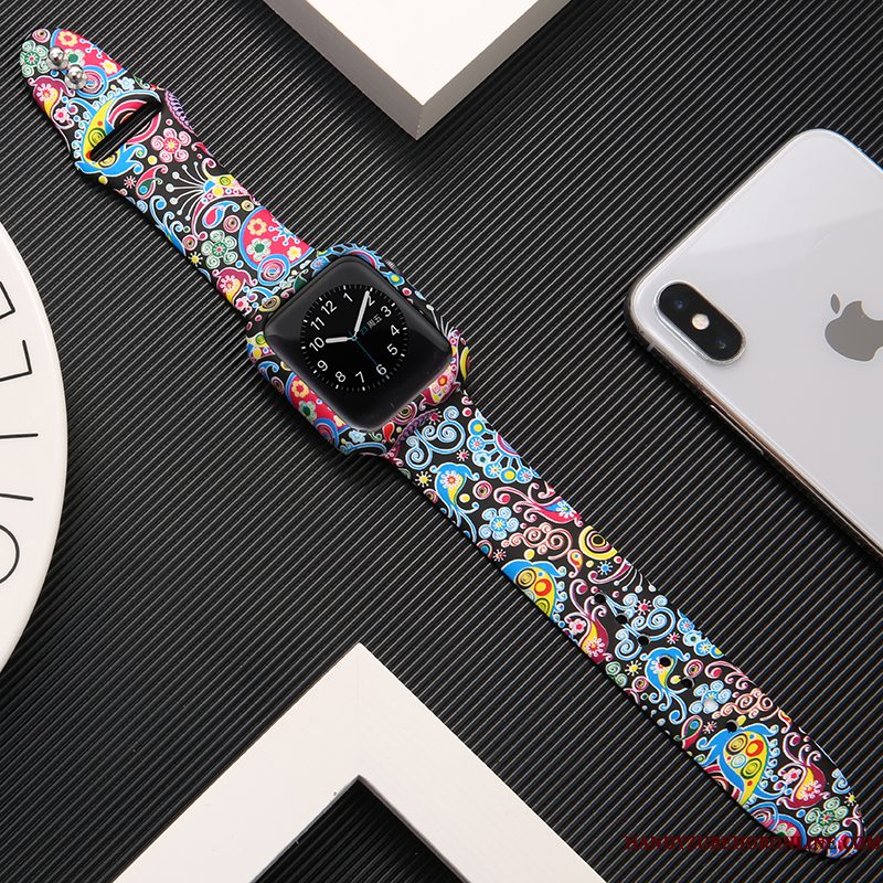 Hoesje Apple Watch Series 1 Siliconen Zwart Trendy Merk, Hoes Apple Watch Series 1 Bescherming Bedrukken