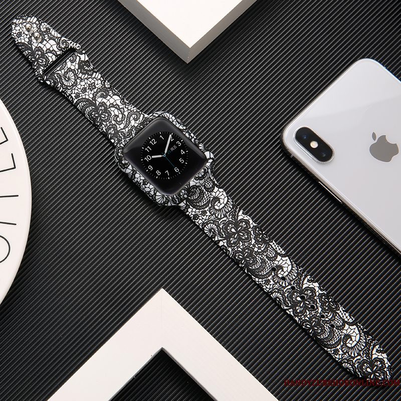 Hoesje Apple Watch Series 1 Siliconen Zwart Trendy Merk, Hoes Apple Watch Series 1 Bescherming Bedrukken