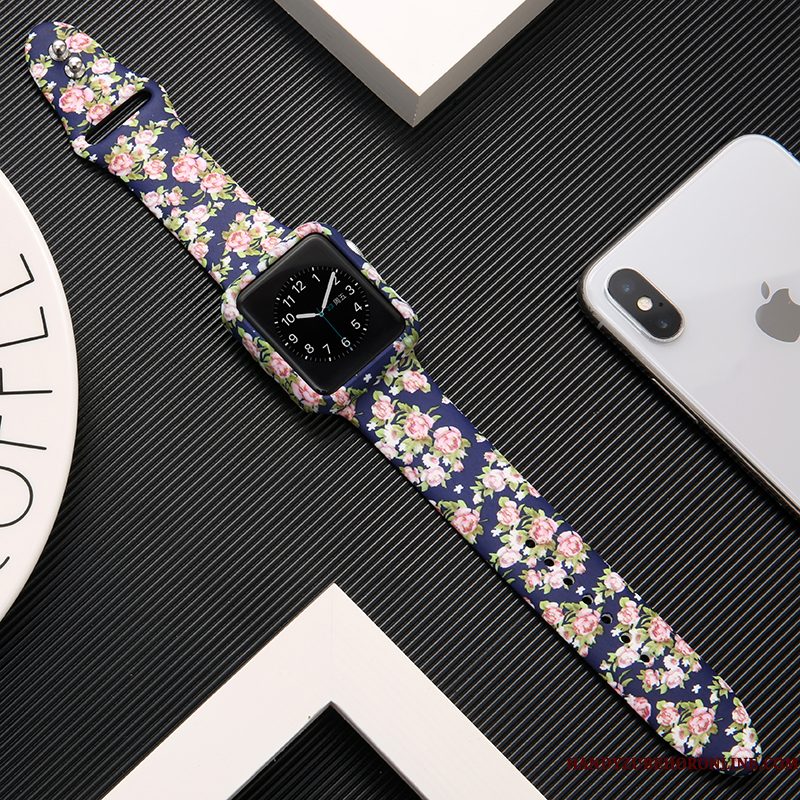 Hoesje Apple Watch Series 1 Siliconen Zwart Trendy Merk, Hoes Apple Watch Series 1 Bescherming Bedrukken