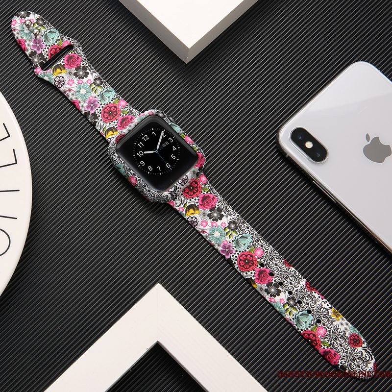 Hoesje Apple Watch Series 1 Siliconen Zwart Trendy Merk, Hoes Apple Watch Series 1 Bescherming Bedrukken