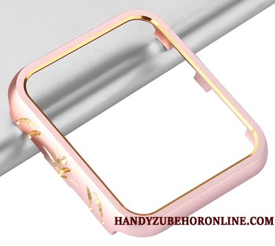 Hoesje Apple Watch Series 2 Metaal Patroon Twee Kleuren, Hoes Apple Watch Series 2 Bescherming Zwart Omlijsting