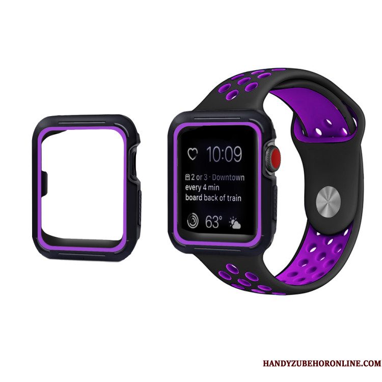 Hoesje Apple Watch Series 3 Siliconen Purper Anti-fall, Hoes Apple Watch Series 3 Bescherming