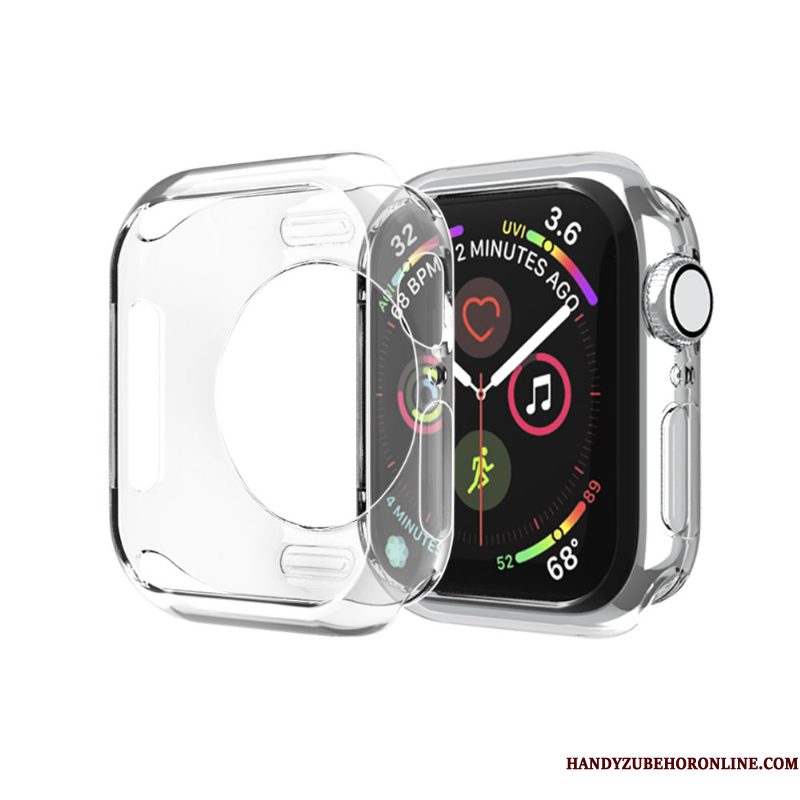 Hoesje Apple Watch Series 3 Siliconen Skärmskydd Dun, Hoes Apple Watch Series 3 Zacht Goud Omlijsting