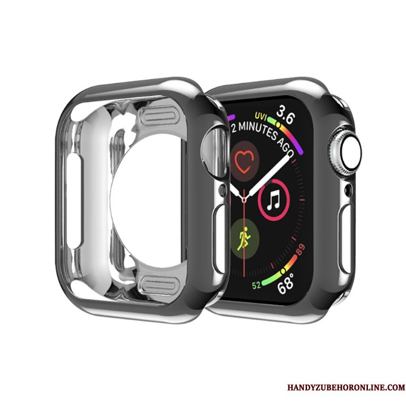 Hoesje Apple Watch Series 3 Siliconen Skärmskydd Dun, Hoes Apple Watch Series 3 Zacht Goud Omlijsting