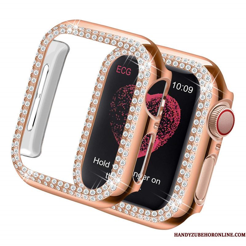 Hoesje Apple Watch Series 3 Strass Omlijsting Plating, Hoes Apple Watch Series 3 Bescherming Goud Trend