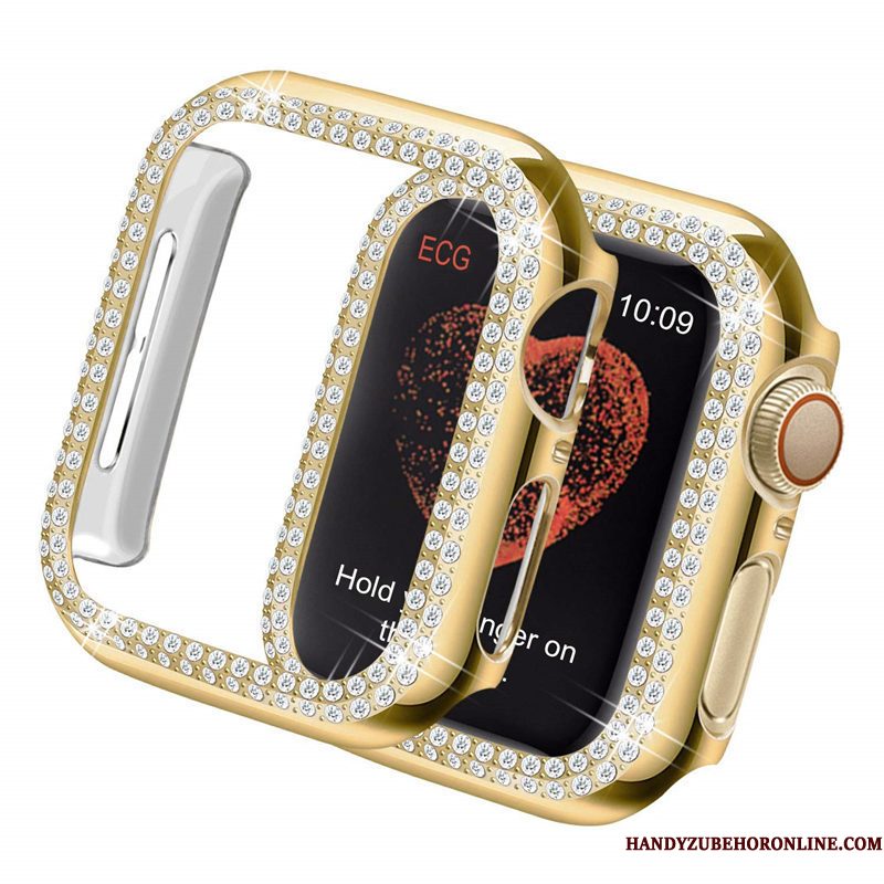 Hoesje Apple Watch Series 3 Strass Omlijsting Plating, Hoes Apple Watch Series 3 Bescherming Goud Trend