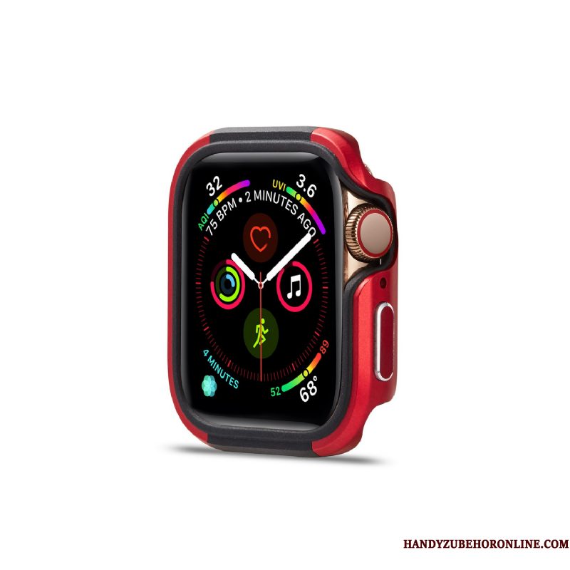 Hoesje Apple Watch Series 5 Bescherming Hard Blauw, Hoes Apple Watch Series 5 Metaal Omlijsting