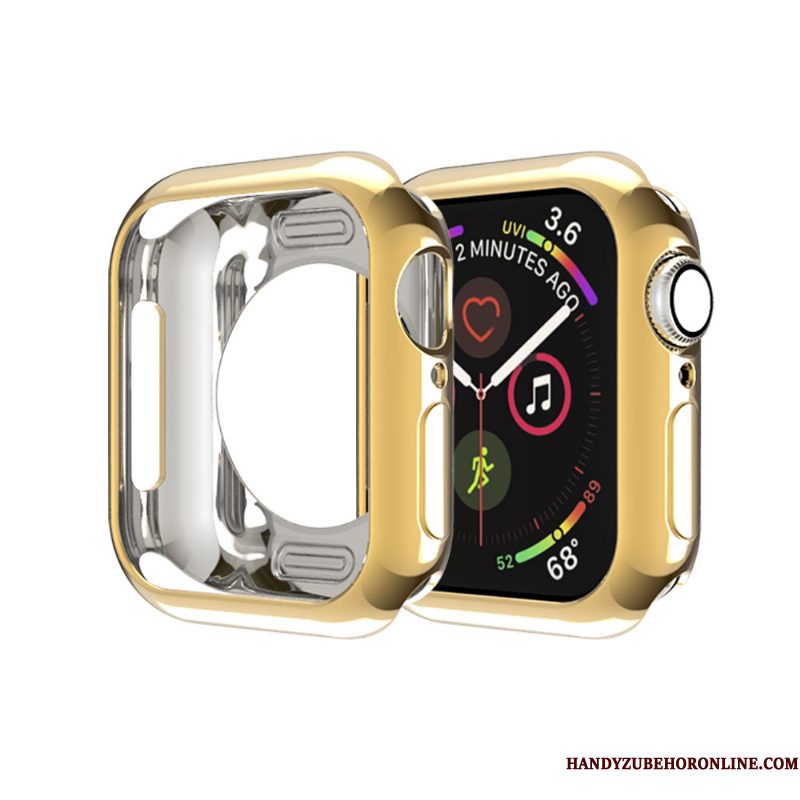 Hoesje Apple Watch Series 5 Zakken Dun Skärmskydd, Hoes Apple Watch Series 5 Siliconen Omlijsting Goud