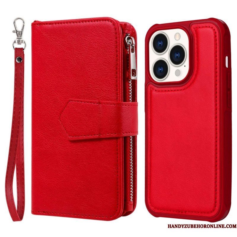 Hoesje Flip Case voor iPhone 14 Pro Portemonnee Leren Portemonnee Met Afneembaar