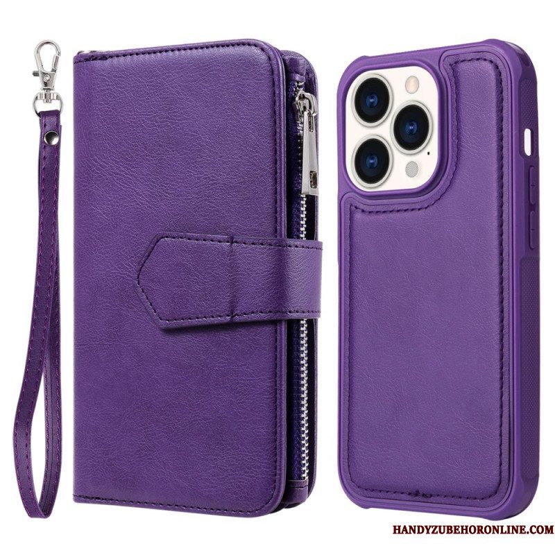 Hoesje Flip Case voor iPhone 14 Pro Portemonnee Leren Portemonnee Met Afneembaar