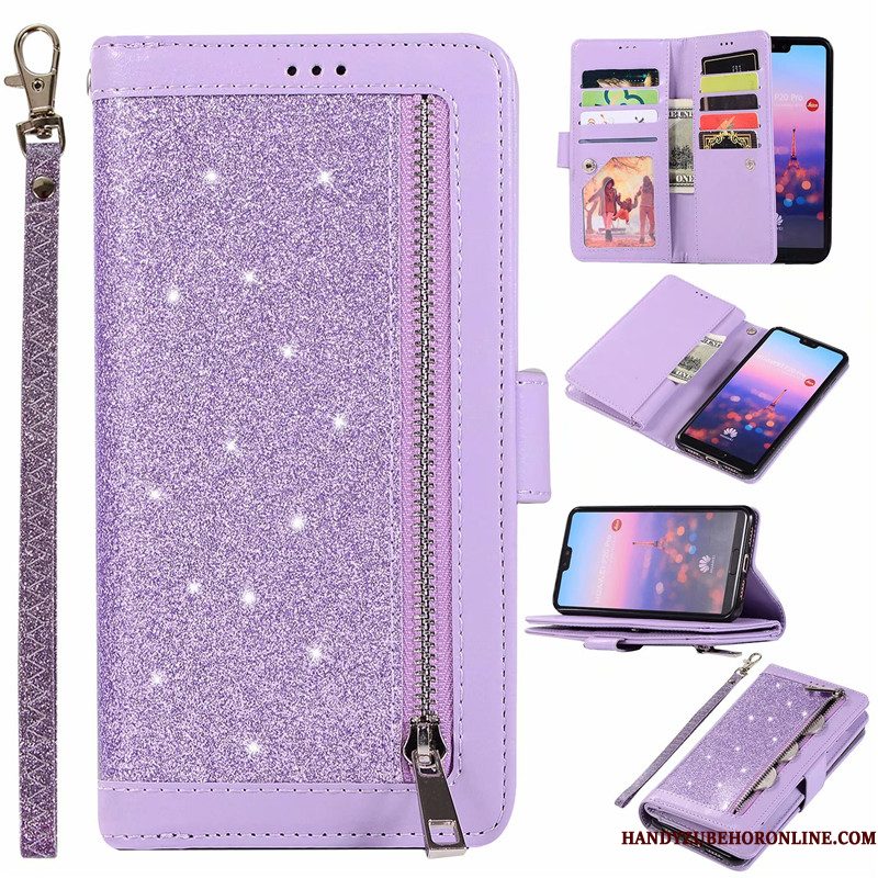 Hoesje Honor 20 Pro Folio Purper Koe, Hoes Honor 20 Pro Portemonnee Verbinding Rits