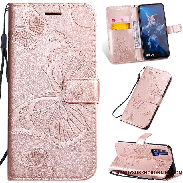 Hoesje Honor 20 Pro Leer Roze Anti-fall, Hoes Honor 20 Pro Zacht Telefoon