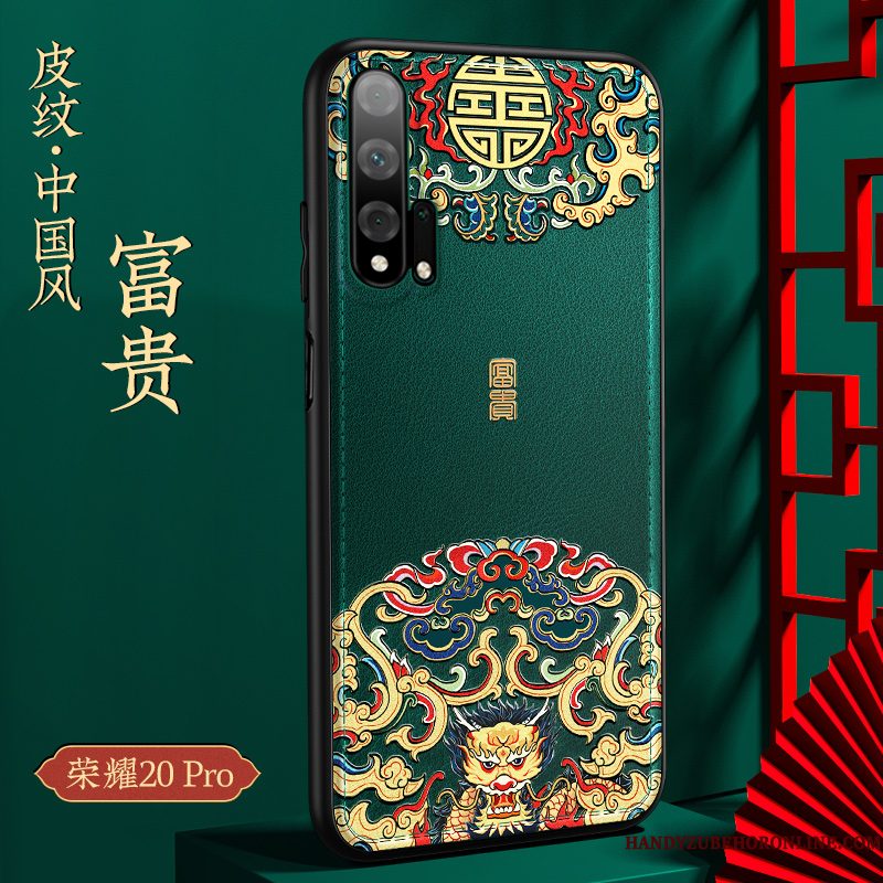 Hoesje Honor 20 Pro Leer Wind Jeugd, Hoes Honor 20 Pro Reliëf Groen Trend