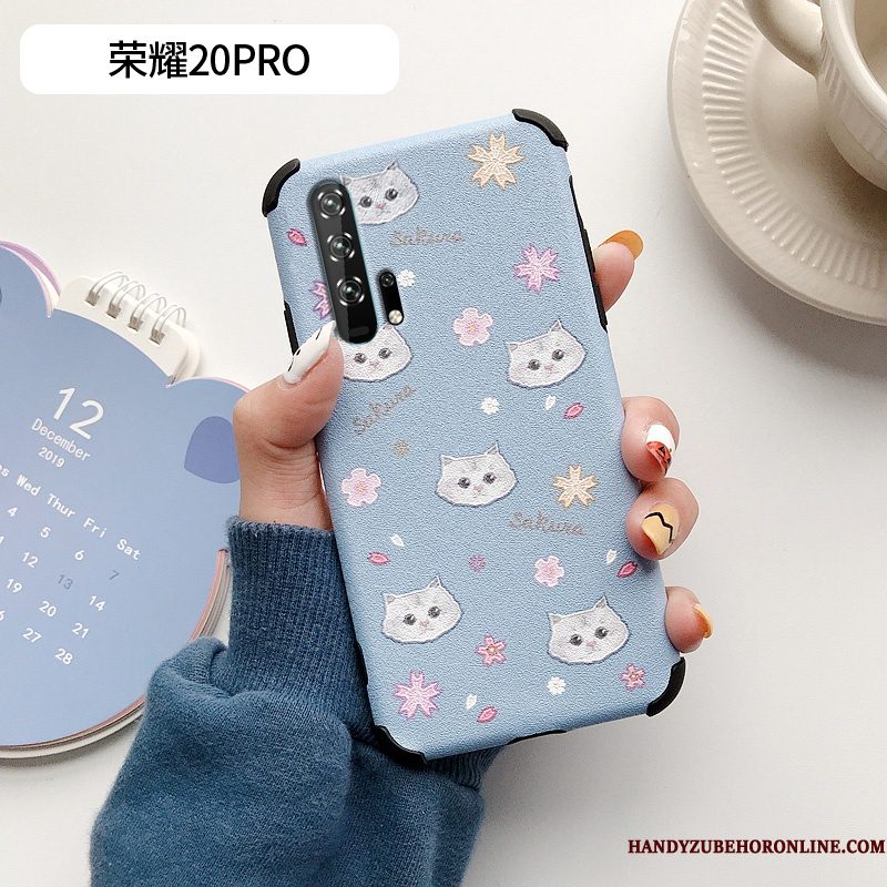 Hoesje Honor 20 Pro Scheppend Bloemen Blauw, Hoes Honor 20 Pro Zacht Anti-fall Patroon