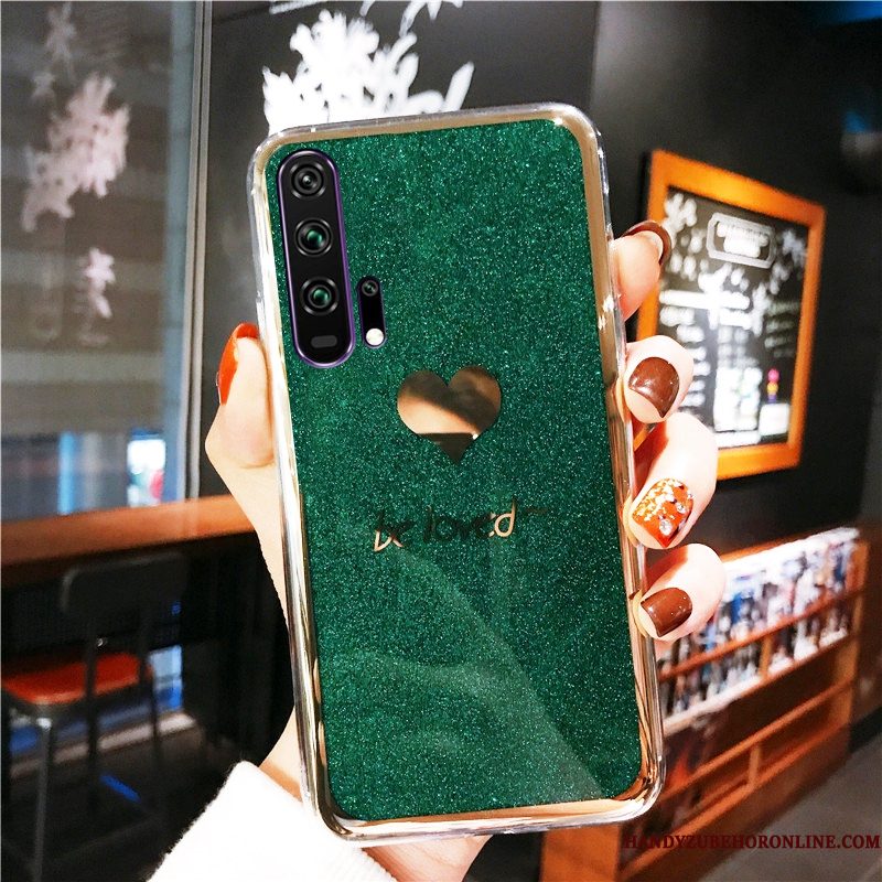 Hoesje Honor 20 Pro Zacht Groen Plating, Hoes Honor 20 Pro Ring Goud