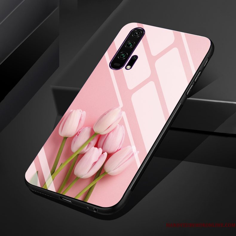 Hoesje Honor 20 Pro Zacht Rozetelefoon, Hoes Honor 20 Pro Zakken Bloemen Glas