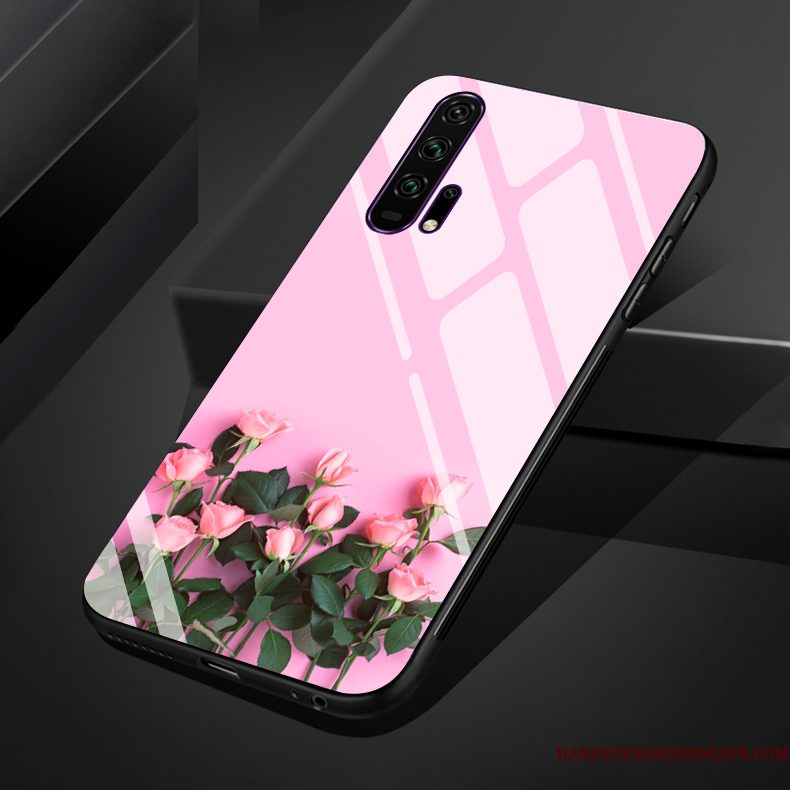 Hoesje Honor 20 Pro Zacht Rozetelefoon, Hoes Honor 20 Pro Zakken Bloemen Glas