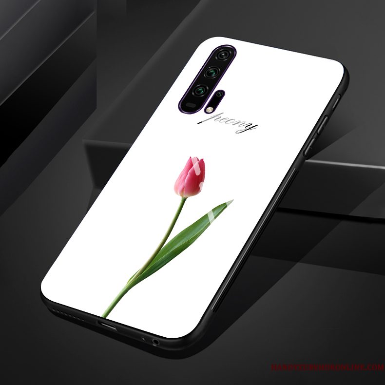 Hoesje Honor 20 Pro Zacht Rozetelefoon, Hoes Honor 20 Pro Zakken Bloemen Glas