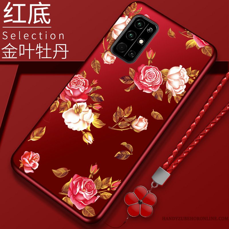 Hoesje Honor 30s Zakken Anti-fall Rood, Hoes Honor 30s Siliconen Telefoon Trend