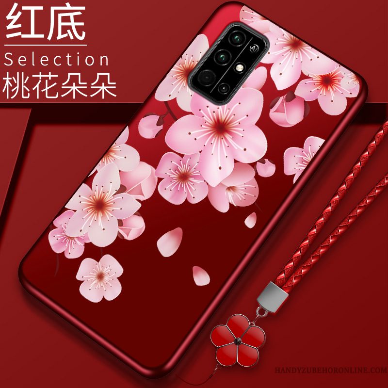 Hoesje Honor 30s Zakken Anti-fall Rood, Hoes Honor 30s Siliconen Telefoon Trend