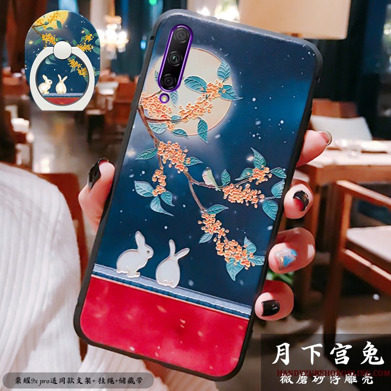 Hoesje Honor 9x Pro Siliconen Chinese Stijltelefoon, Hoes Honor 9x Pro Reliëf Dun Rood
