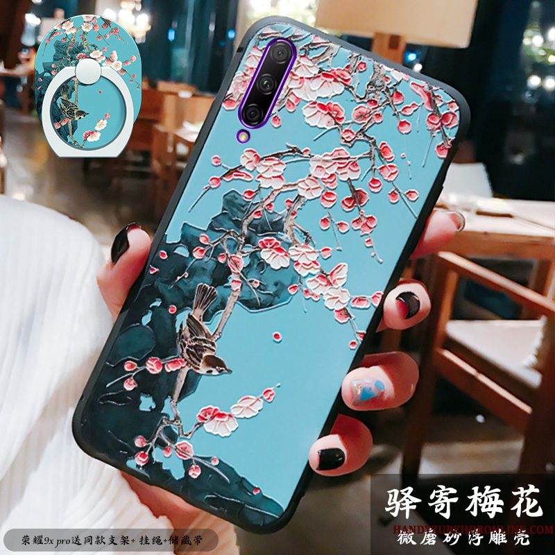 Hoesje Honor 9x Pro Siliconen Chinese Stijltelefoon, Hoes Honor 9x Pro Reliëf Dun Rood
