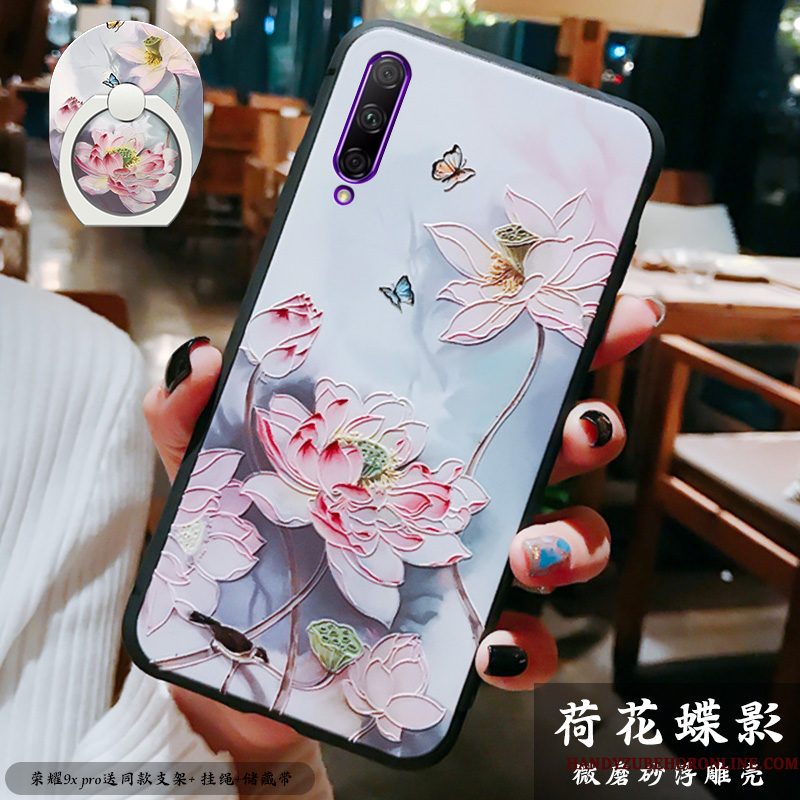 Hoesje Honor 9x Pro Siliconen Chinese Stijltelefoon, Hoes Honor 9x Pro Reliëf Dun Rood