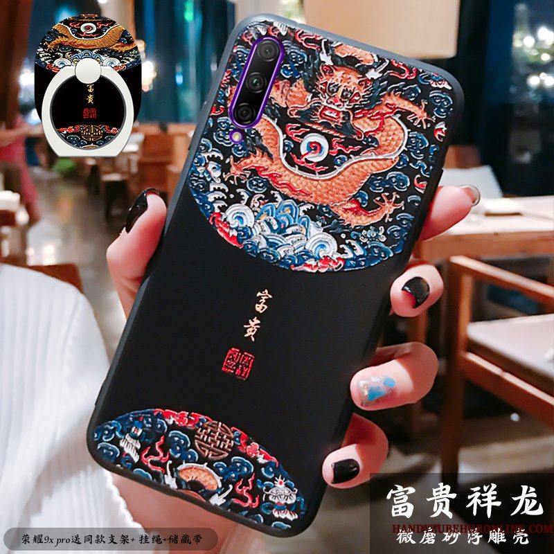 Hoesje Honor 9x Pro Siliconen Chinese Stijltelefoon, Hoes Honor 9x Pro Reliëf Dun Rood