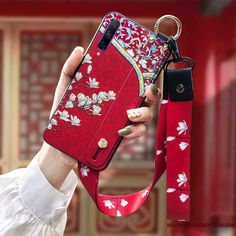 Hoesje Honor 9x Pro Siliconen Roodtelefoon, Hoes Honor 9x Pro Zacht Hanger Chinese Stijl