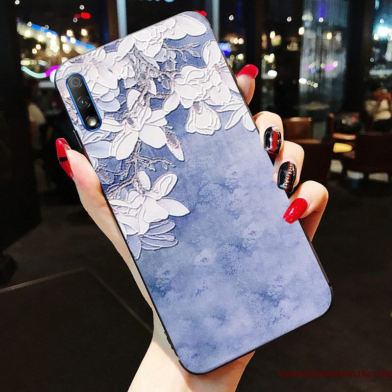 Hoesje Honor 9x Siliconen Hanger Anti-fall, Hoes Honor 9x Zacht Blauwtelefoon