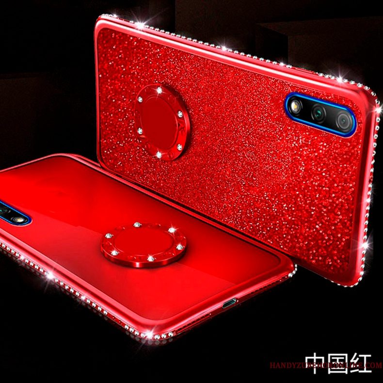 Hoesje Honor 9x Zakken Auto Anti-fall, Hoes Honor 9x Siliconen Doorzichtig Rood