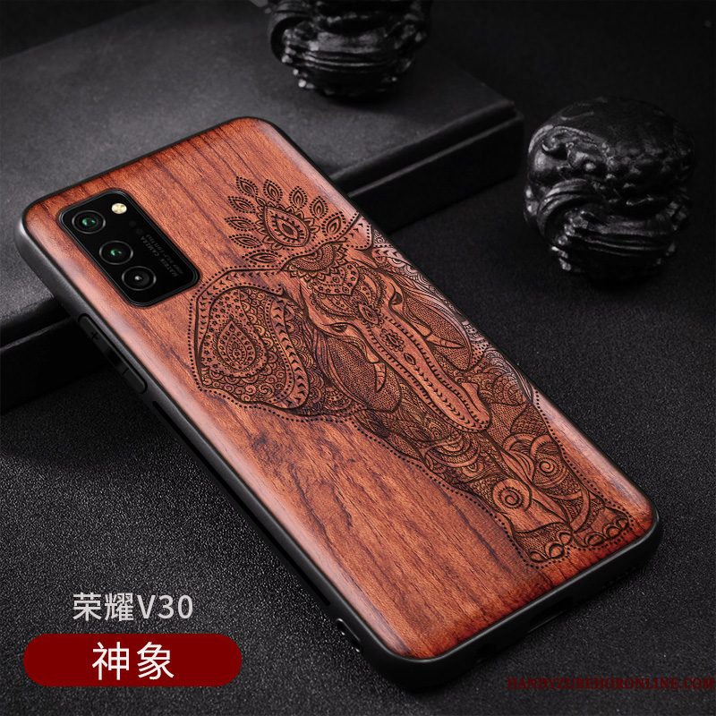 Hoesje Honor View30 Bescherming Telefoon Massief Hout, Hoes Honor View30 Vintage Chinese Stijl Persoonlijk