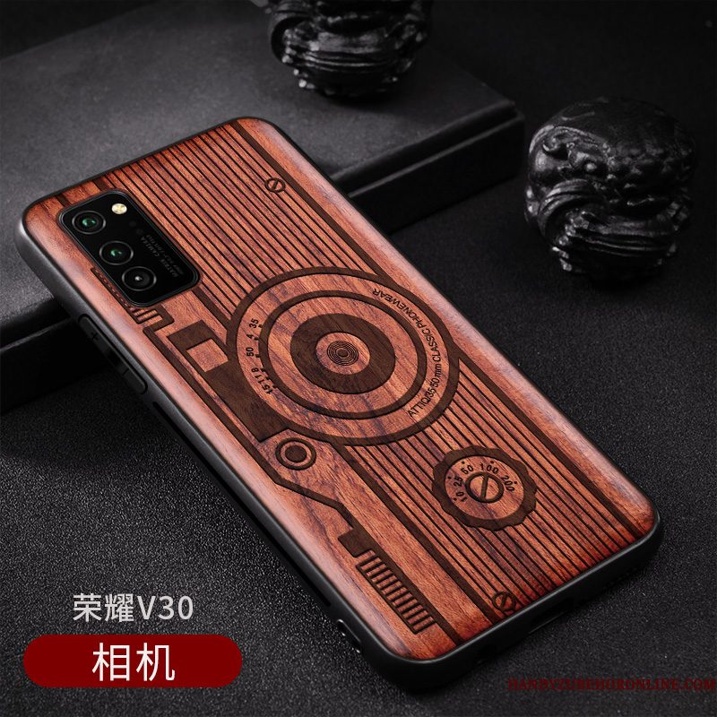 Hoesje Honor View30 Bescherming Telefoon Massief Hout, Hoes Honor View30 Vintage Chinese Stijl Persoonlijk