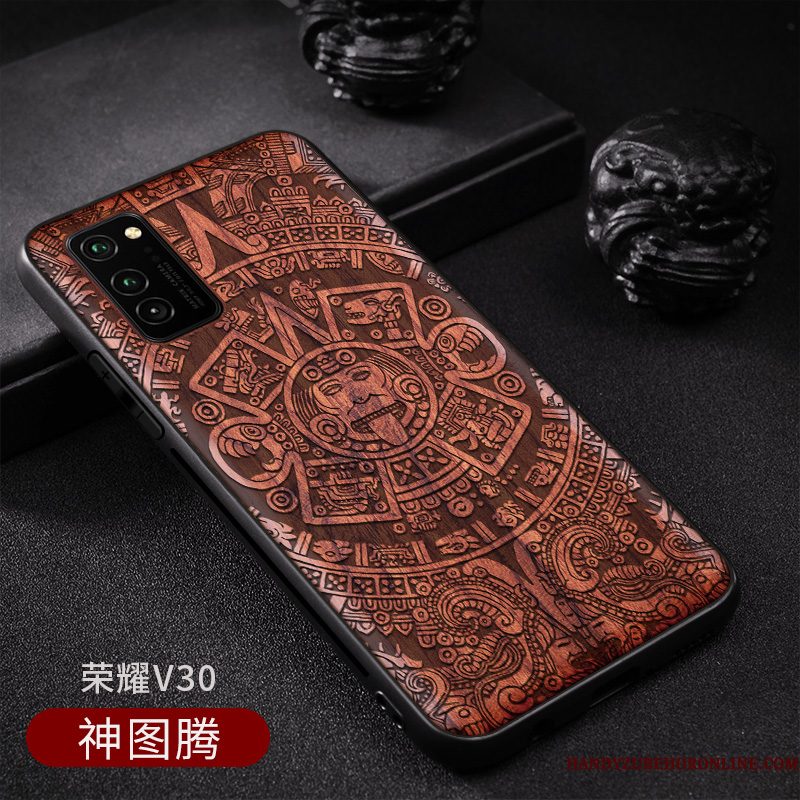 Hoesje Honor View30 Bescherming Telefoon Massief Hout, Hoes Honor View30 Vintage Chinese Stijl Persoonlijk