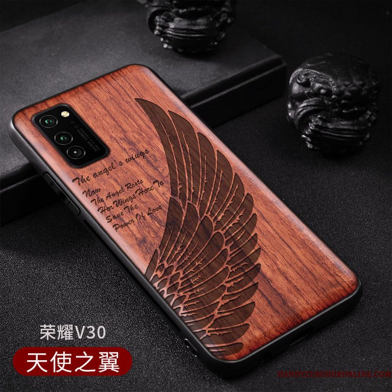 Hoesje Honor View30 Bescherming Telefoon Massief Hout, Hoes Honor View30 Vintage Chinese Stijl Persoonlijk