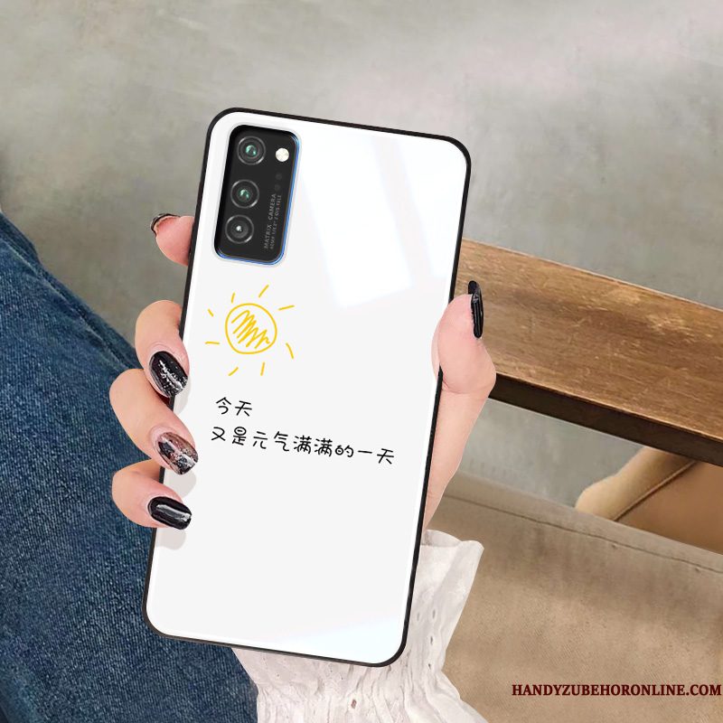 Hoesje Honor View30 Pro Zacht Wit Glas, Hoes Honor View30 Pro Siliconen Eenvoudige Lovers