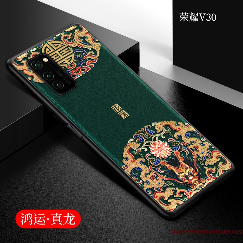 Hoesje Honor View30 Zacht Telefoon Anti-fall, Hoes Honor View30 Siliconen Chinese Stijl Zwart