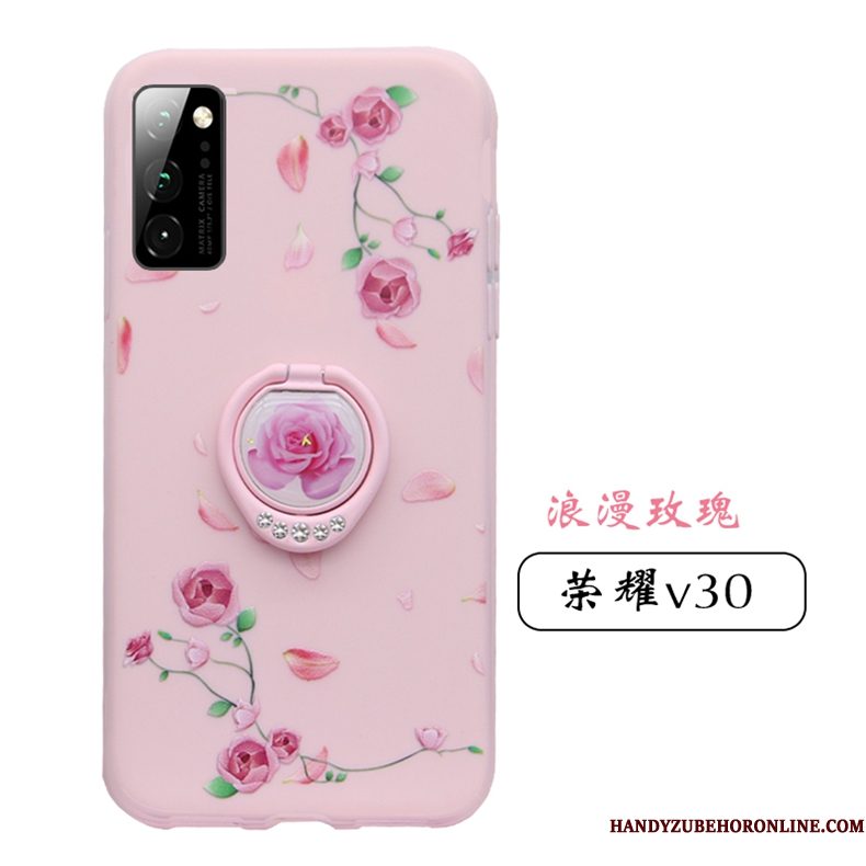 Hoesje Honor View30 Zacht Trendy Merk Roze, Hoes Honor View30 Siliconen Schrobben Net Red