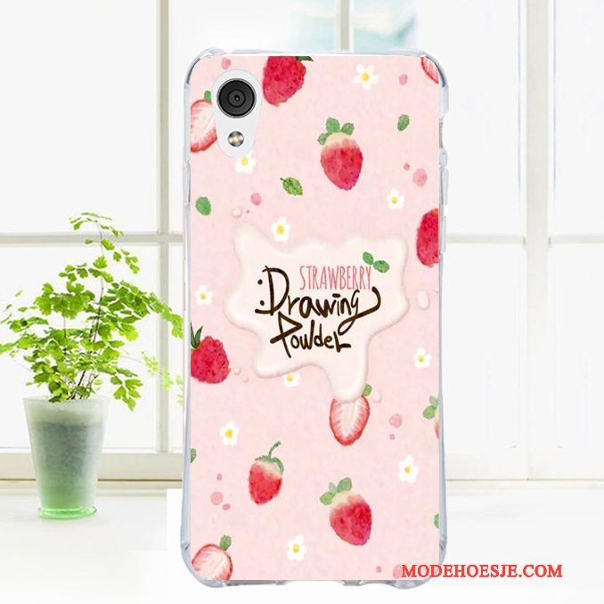 Hoesje Htc Desire 728 Bescherming Wind Fruit, Hoes Htc Desire 728 Bloemen Anti-fall Wit