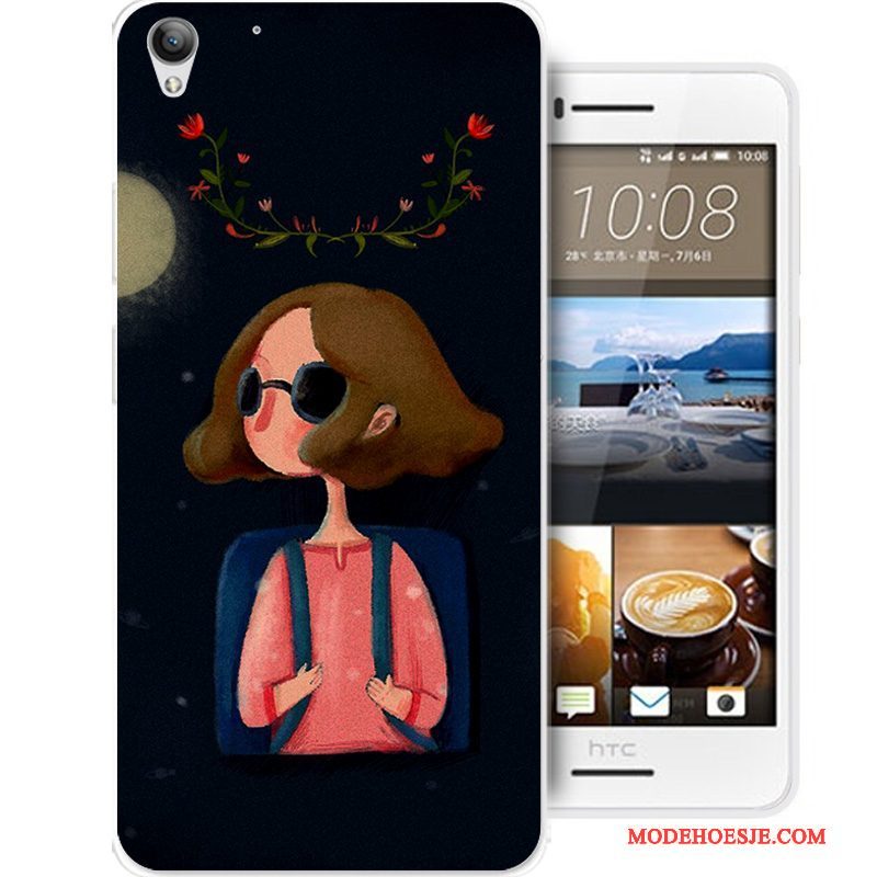 Hoesje Htc Desire 728 Siliconen Anti-falltelefoon, Hoes Htc Desire 728 Spotprent Zwart