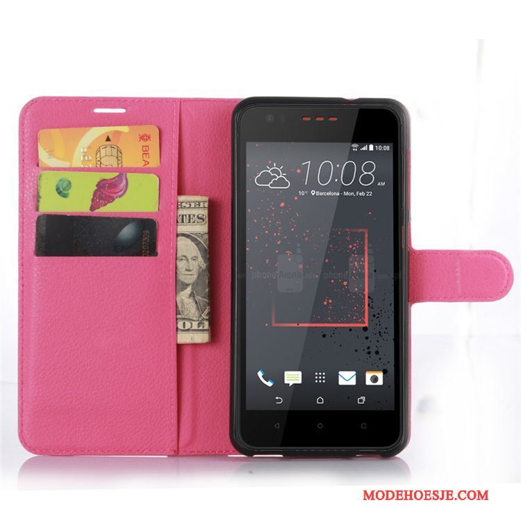 Hoesje Htc Desire 825 Bescherming Telefoon Kaart, Hoes Htc Desire 825 Leer Rood