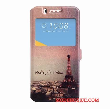 Hoesje Htc Desire 825 Bescherming Trend Zwart, Hoes Htc Desire 825 Leer Windowstelefoon